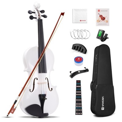 Violin 4/4 Full Size White Beginner Fiddle Set Hard Case Vangoa 9-12 Adult Teens