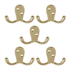 Wall-Mounted Coat Hat Towel Robe in Bathroom or Closet, Double Hook Horizonta...