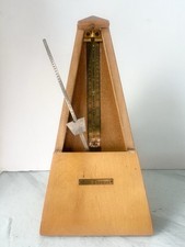 Vintage Seth Thomas Metronome De Maelzel Wood Wind-Up w/ Cover- TESTED WORKING
