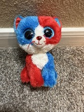 Ty Beanie Boos Firecracker the Patriotic Cat Plush 4th Red White Blue 6 Inches