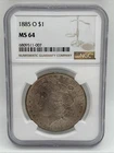 1885 O $1 United States Morgan Silver Dollar NGC MS 64 Beautiful Toning! UNC