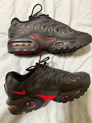 Nike Air Max Plus TN Unisex Kids Sneakers Black/Red US 5Y Cushioned Lace-Up