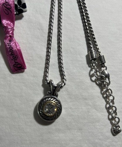 Brighton Heiress Heart Two Tone Silver Crystal Adj Necklace Reversible Pendent