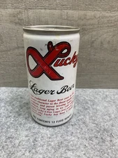 Lucky Lager Beer Can Vintage 12oz White Red Aluminum Can