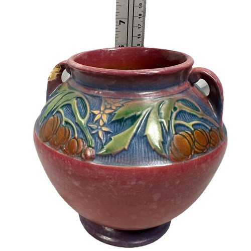 Vintage Roseville Pottery Baneda Planter Vase Antique Art Deco Handled 1930s - Picture 9 of 11