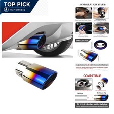 Universal Chrome Exhaust Tip Stainless Steel Adjustable Pipe Decor 1.5-2.1 Inch