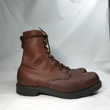 Vintage Wolverine Brown Oil Tanned Leather Lace Up Boots Made In USA Size 10