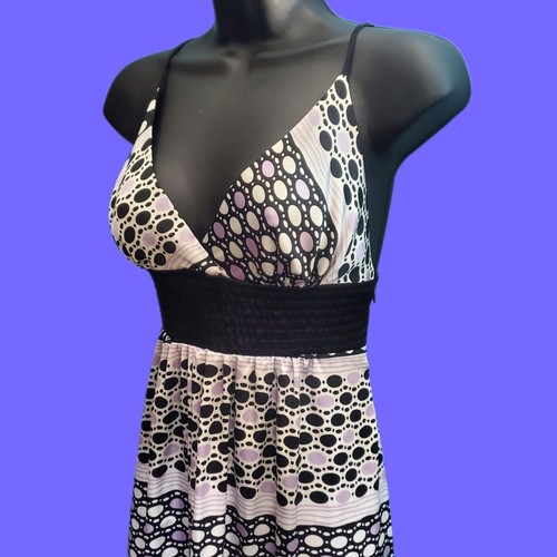 Vintage Y2K 2000s CHARLOTTE RUSSE Satin Summer Maxi Dress Gown PolkaDot medium - Picture 2 of 5