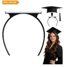 Lightweight Black Grad Cap Headband - Perfect for Graduation 2026 Ceremonies