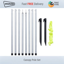 Leisurewize Canopy Pole Set Adjustable Steel Uprights with Guylines & Pegs LW761