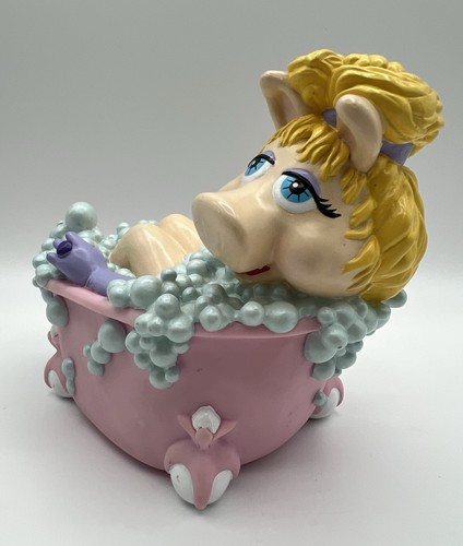 Vintage Jim Henson's Miss Piggy Taking Bubble Bath Vinyl Piggy Bank by Applause - Picture 12 of 14