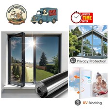 Easy Install Black-Silver Static Cling Window Film - Heat UV Blocker 11.8x78.7