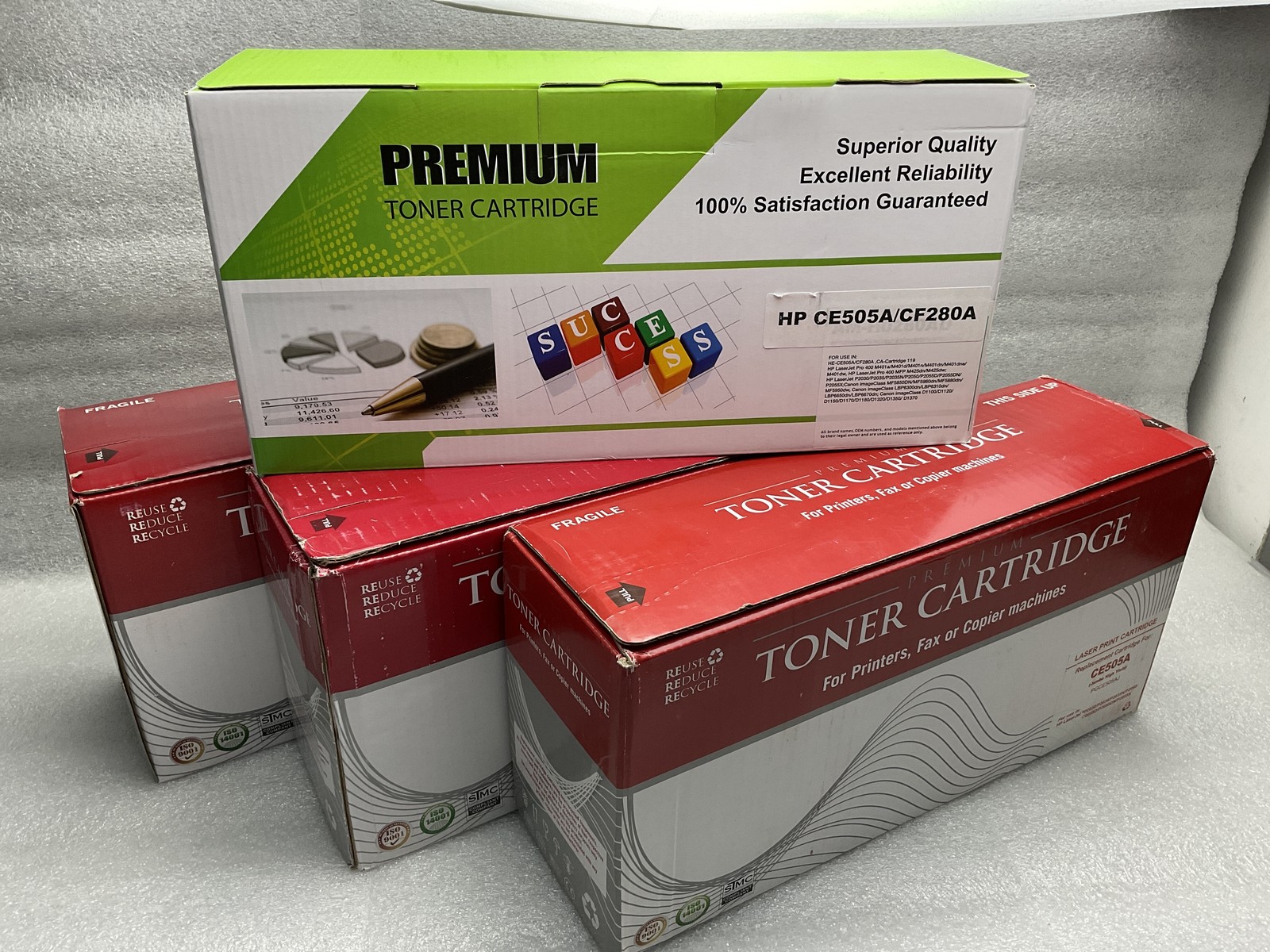 Lot of 4 HP CE505A CF280A Compatible Black Toner Cartridges NEW