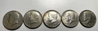 Set of  40% Silver Kennedy Half Dollar Coins  one coin each date 1965-1969