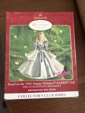 HALLMARK 2000 BARBIE 1992 HAPPY HOLIDAYS BARBIE ORNAMENT