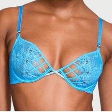 Victoria's Secret | Very Sexy Unlined Rose Lace & Grommet Low-Cut Demi Bra 34DD