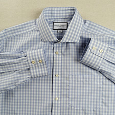 Charles Tyrwhitt Blue Check Plaid Classic Fit Non-Iron Dress Shirt Size 17/35