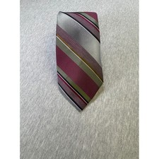 Rothschilds Maurice L Rothschild Mens Striped Tie Burgundy Green Grey USA Made