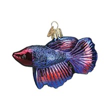 Old World Christmas Ornaments: Fish Collection Glass Blown Blue, Red