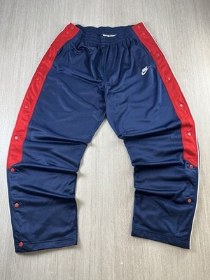Nike Trainingshose seitliche Druckknöpfe Druckknöpfe Tearaway Vintage Large Navy Rot Blau
