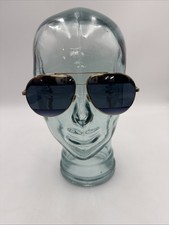 Christian Dior Sunglasses Split Aviator Gold Frame Blue Lens With Black Case