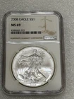 2008 Silver Eagle  NGC MS 69 Brown Label ~ PRISTINE ~ NO SPOTS (253)