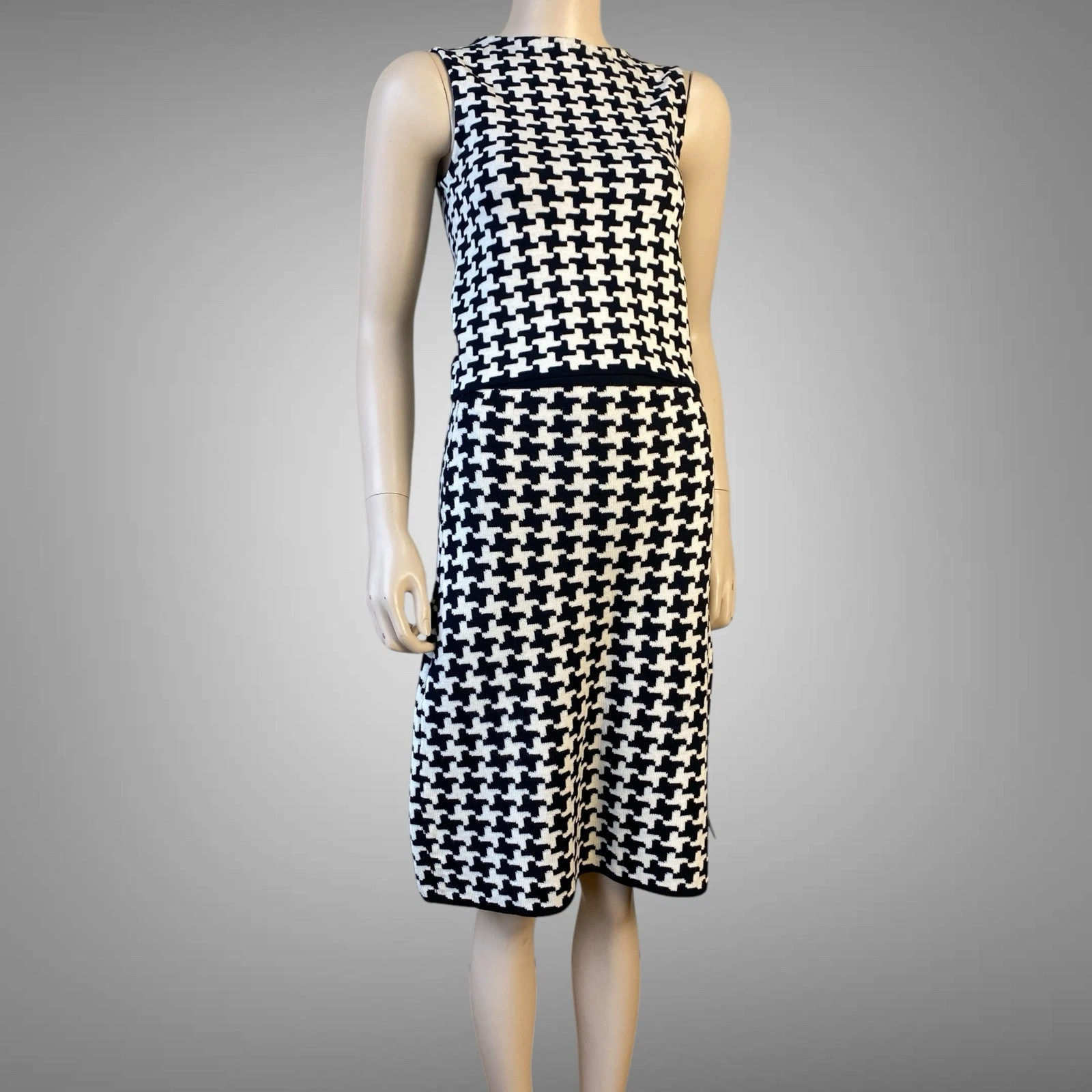 Dior — Christian DIOR 2008 By GALLIANO Houndstooth Wool Suit Top + Skirt Size 44 M-L