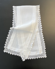 Vintage - White - Lace Edged - Table Centre/Table Runner  - 24cm x 97cm
