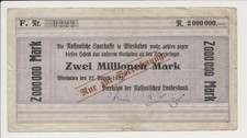 Wiesbaden 2 miliony marek 22. 8. 1923 Hesja Nassau Landesbank pieniądze awaryjne