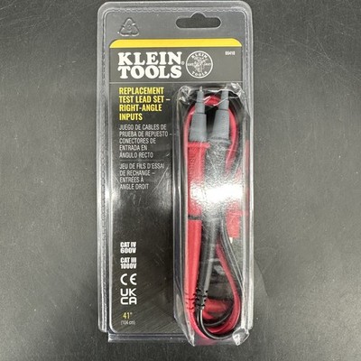 Klein Tools 69410 Replacement Test Lead Set Right Angle Inputs CAT IV 600V