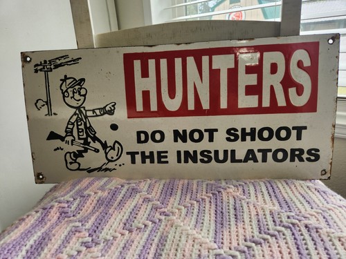 porcelain hunting sign vintage 22"×10"
