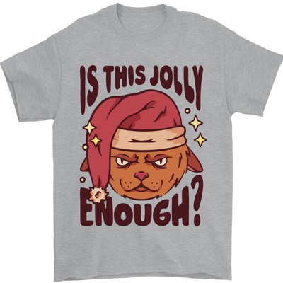 Weihnachten Katze Ist Das Jolly Genug Lustig Herren T-Shirt 100% Baumwoll