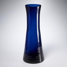 Large Cobalt Blue Glass Vase Heavy Decorative Art Glass Modern Centerpiece