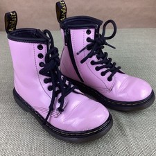 Dr. Martens Combat Boots Girls Toddler 1460 Pink Patent Leather Lace Up Size 11
