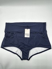 Unique Vintage Woman s Navy White Dots High Waist Ruched Bikini Plush Size 3XL