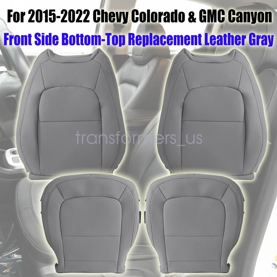 Front Bottom-Top Leather Seat Cover Gray For 2015-2022 Chevy Colorado&GMC Canyon - Imagem 3 de 4