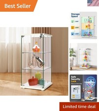 3 Layers 16''W x 16''D x 33''H Glass Display Cabinet Showcase Countertop with...
