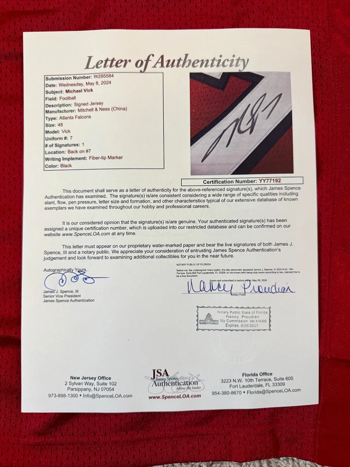 Michael Vick Autographed Mitchell & Ness Jersey w/ JSA LOA Atlanta Falcons - Image 2 of 4