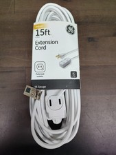 GE 3-Outlet Power Strip Indoor 15 ft Extension Cord 2 Prong 16 Gauge White 51962