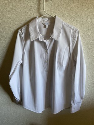 Women s Time & Tru 12-14 White Collared Button Down Dress Blouse