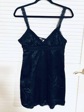 Urban Outfitters Embellished Satin Black Mini Dress Size M Women Gothic  EUC
