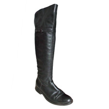 GANT Ladies Black Leather Low Heels Over The Knee Riding Boots Size EU 41 UK 8