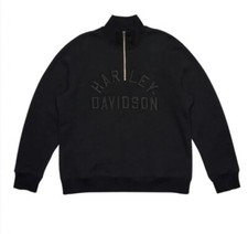 Harley Davidson Mens Small Quarter Zip Mock Neck Pullover Bar Shield Sweatshirt