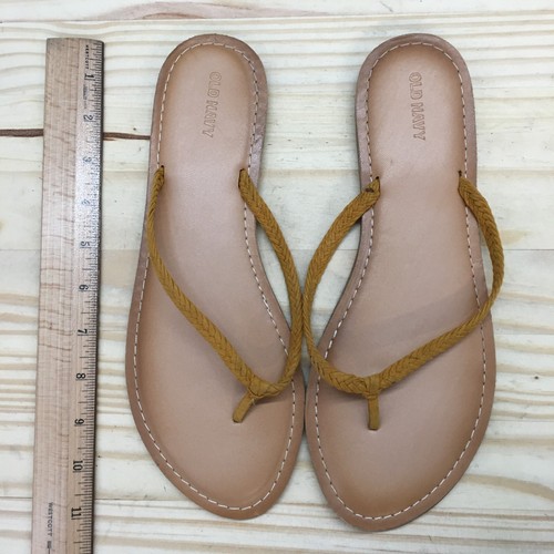 Old Navy Sandals Womens 10 Thong Brown Toe-Post Comfort Casual Open Toe Flats - Picture 5 of 15