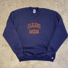 Vintage Russell Athletic Illini Mom Sweatshirt Navy Blue Large USA Made 90s L