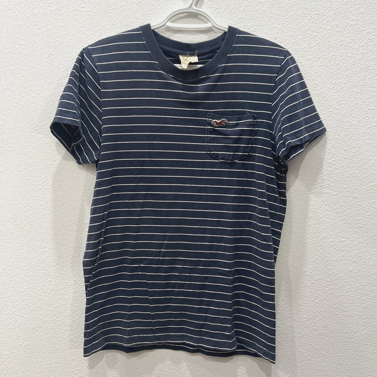 HOLLISTER BOYS TEE TSHIRT STRIPED NAVY COZY CORE NAUTICAL BEACH SURFER SOFT  SZ M