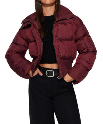 Bomberjacke Damen Winter kurz unifarben Reißverschluss gefüttert neu