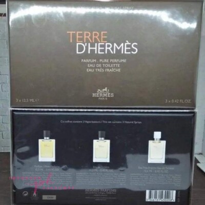 TERRE D'HERMES 3 PCS SET - PURE PARFUM, EDT & EAU TRES FRAICHE-3X0.42 oz/12.5 ML