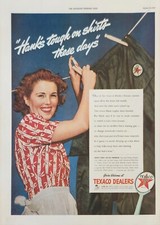 1942 Texas Texaco Dealers Vintage Ad Hanks tough on shirts these days