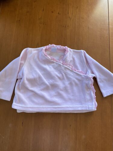 Petit Bateau Pink Velour Kimono Style Crossover Ruffled Edge Top - 12 Months - 第 1/10 張圖片